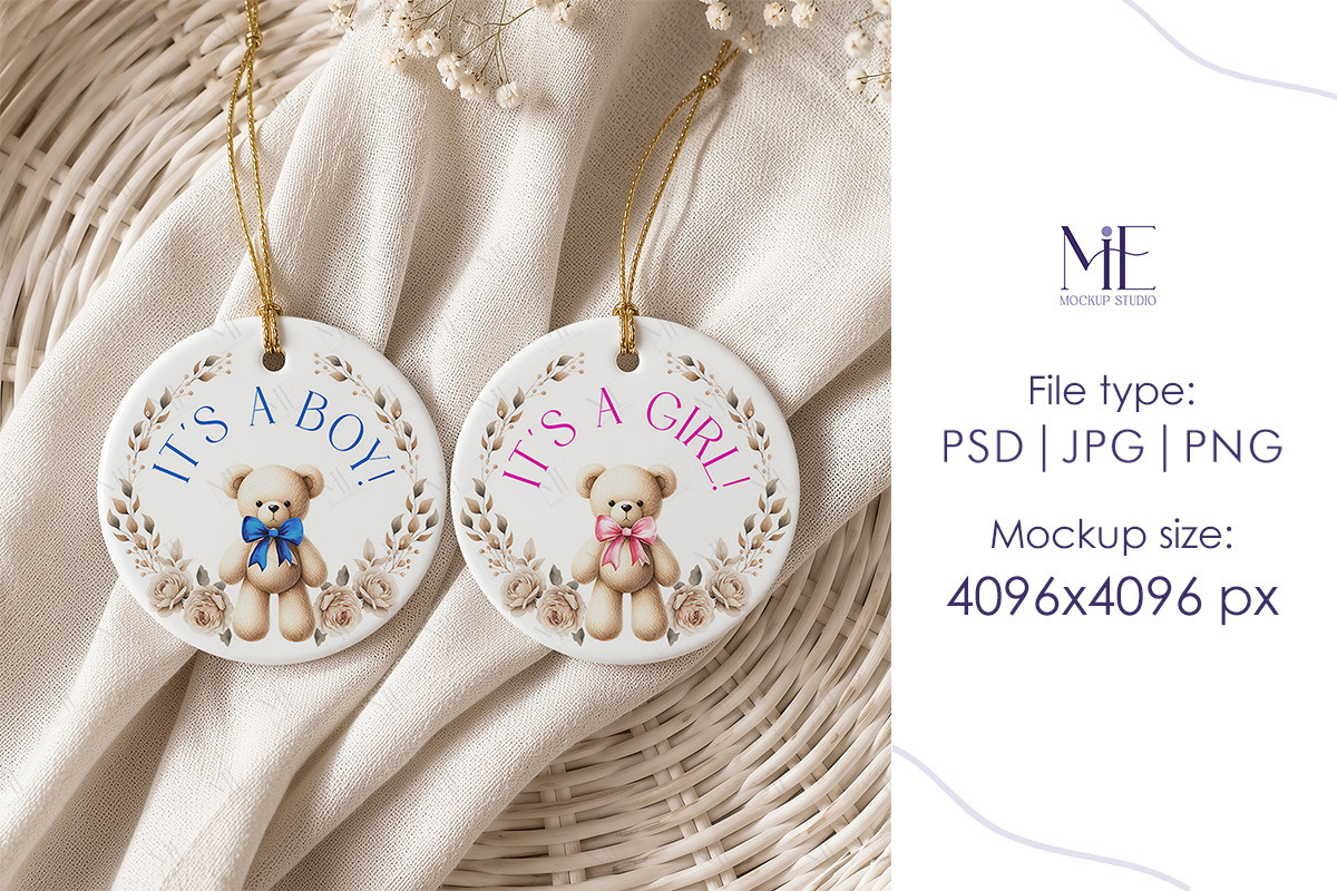 Round Ceramic Ornament Mockup Set, a Merchandise Mockup by Mie Mockup Studio (Photo 7 of 7)