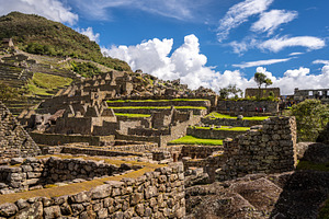 Panoramic view of Machu Picchu ruins with Huayna Picchu in backg, an Architecture Photo by GoodGoods