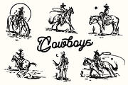 Cowboys - Western Illustration, an Animal Illustration by cmfgraphics (Thumbnail 1 of 3)