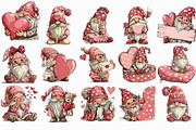 Whimsical Valentines Gnomes Clipart, an Illustration by Libby Wishes (Thumbnail 2 of 6)