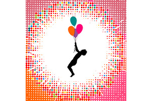 Silhouette of a child with balloons, a Person Illustration by Nenahliadava Design