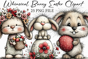 Whimsical Bunny Easter Clipart, a Graphic by Libby Wishes (Thumbnail 1 of 7)