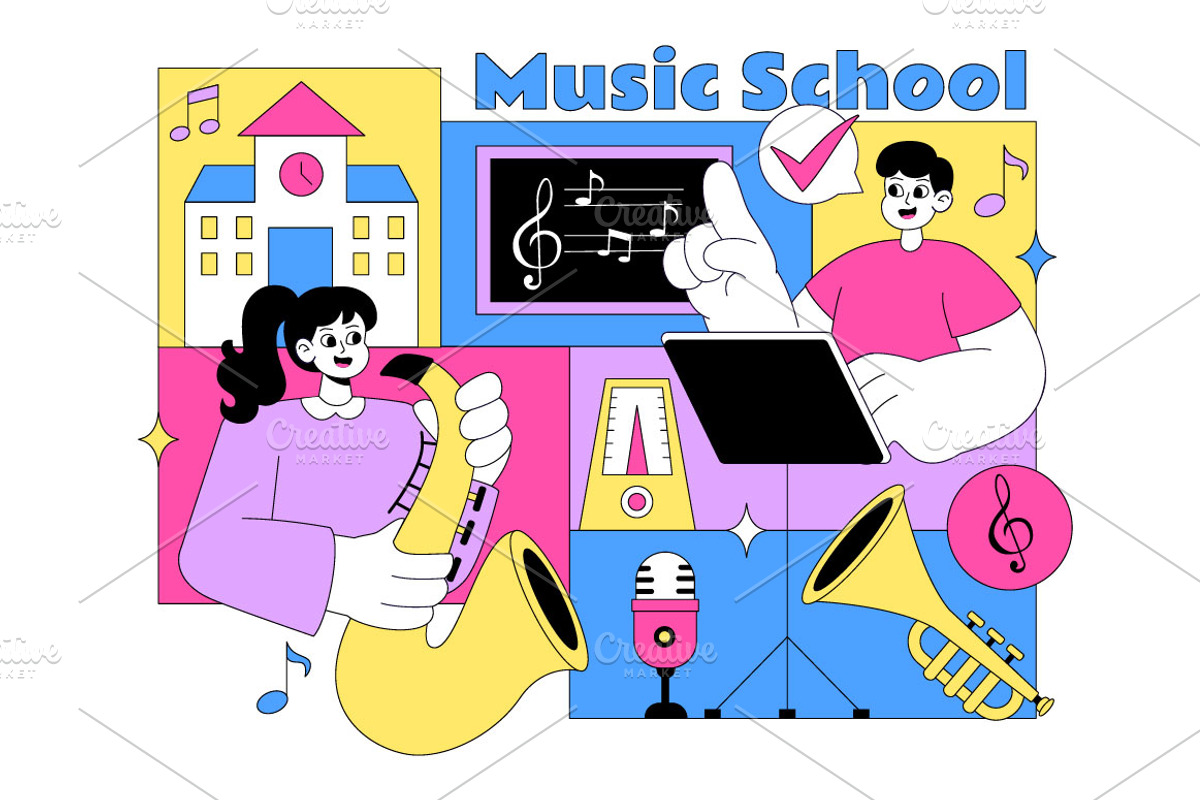 10 Music School Illustration, a Person Illustration by denayunebgt (Photo 4 of 4)