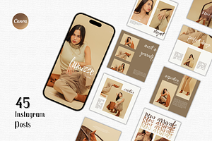 Soft Beige Instagram Template Pack, a Social Media Template by Lumisse Studio