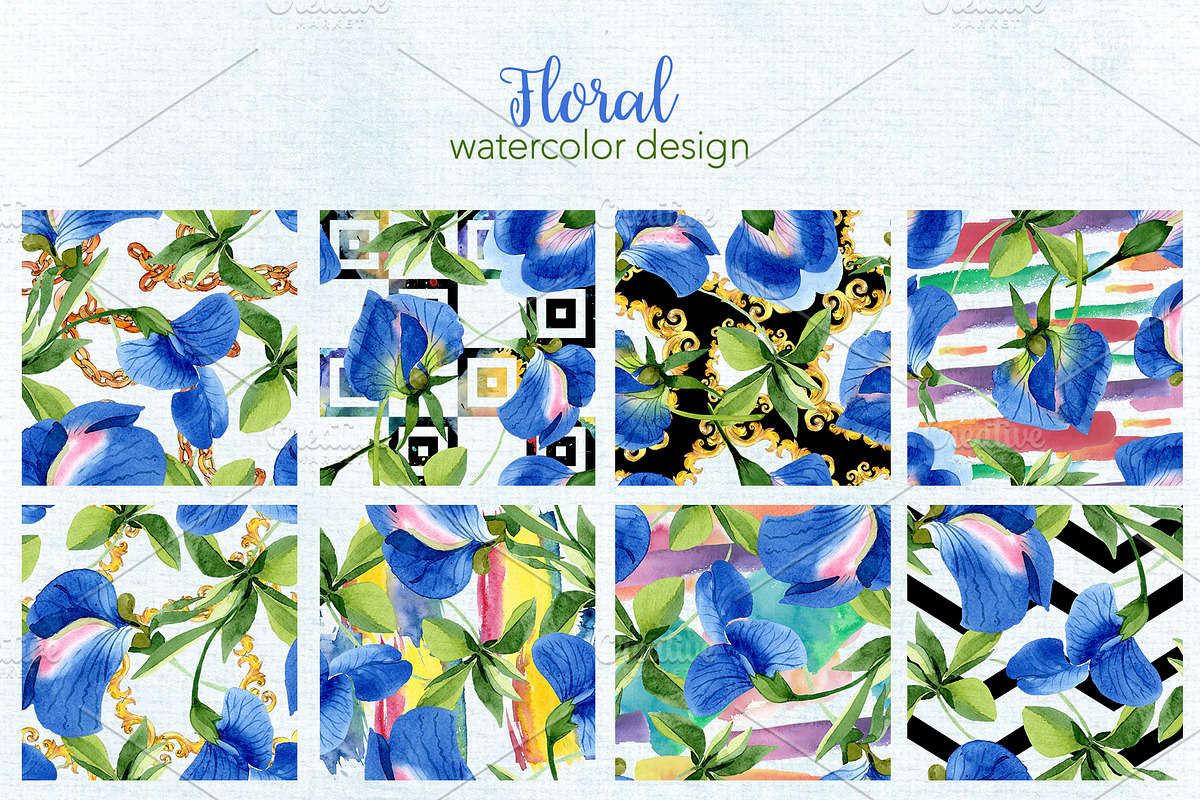 Sweet pea flowers Watercolor png, an Illustration by WatercolorPNG.com (Photo 4 of 10)