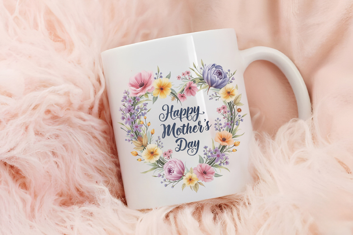 Mothers Day Wreath Design Png Bundle, an Illustration by RobertsArt (Photo 4 of 7)