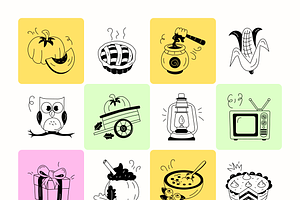 Animated Thanksgiving Doodle Icons