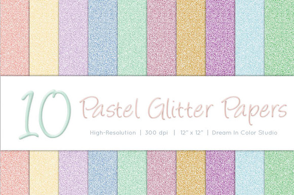 Spring Pastel Glitter Papers