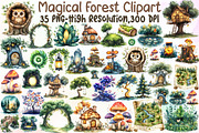 Magical Forest Clipart,Watercolor Fo, an Illustration by Sublimation Artist (Thumbnail 1 of 6)