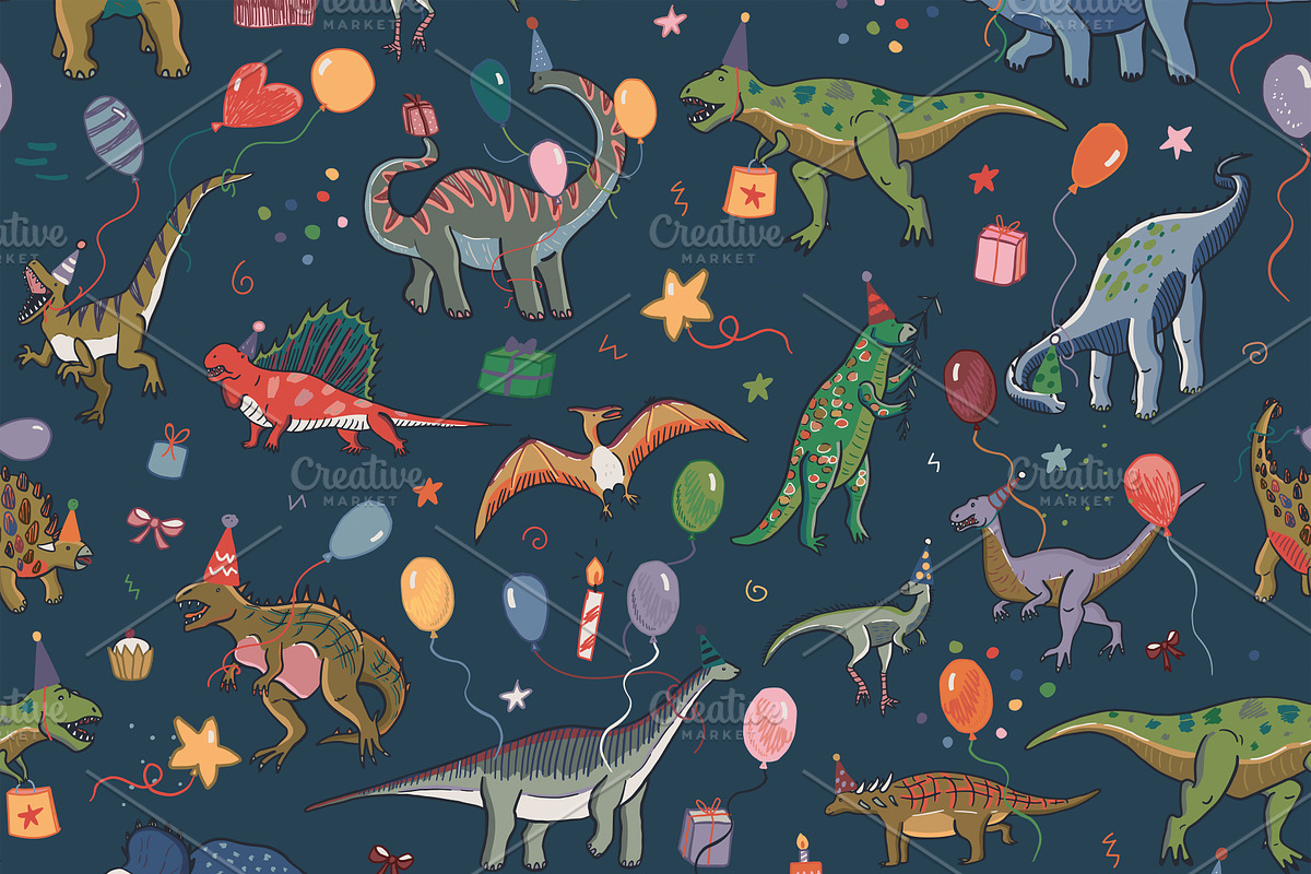 Dinosaur Birthday Party, a Pattern Graphic by GooseFrol (Photo 7 of 12)