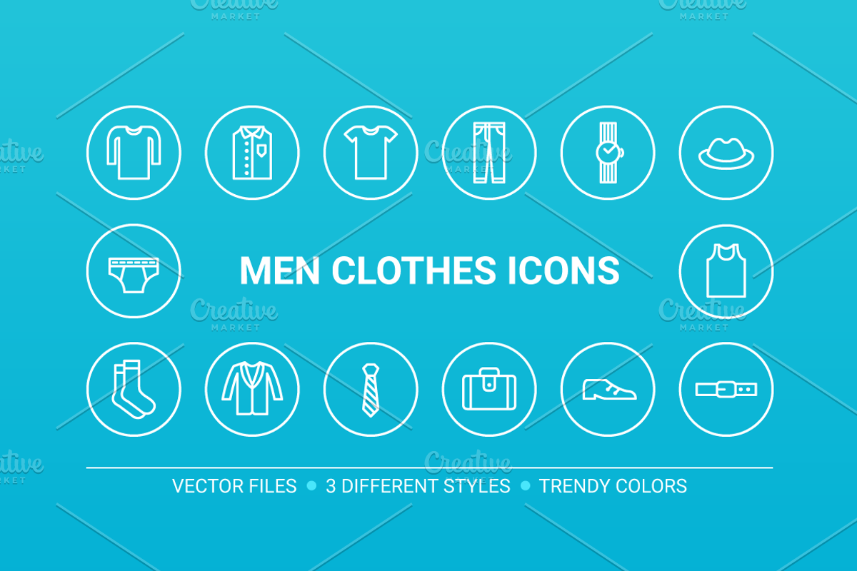 Circle men clothes icons