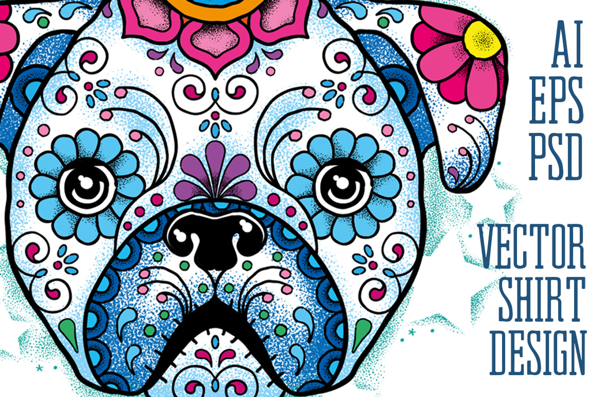 Puppy Calavera Tattoo Style Vector, an Illustration by BAD TASTE (Photo 2 of 7)