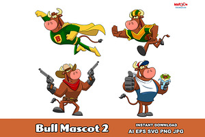 Bull Cartoon Mascot Character 2