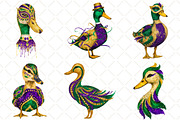 Watercolor Mardi Gras Duck Clipart, an Illustration by Black Bird Studio (Thumbnail 2 of 6)