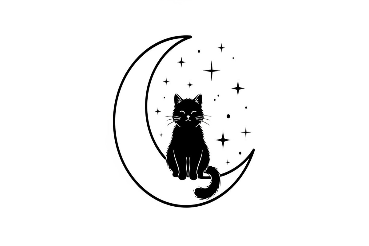 50 Cat Moon Silhouette Vector Bundle, an Illustration by jahid234 (Photo 9 of 51)