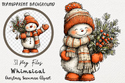 Whimsical Christmas Snowman Clipart, a Transportation Illustration by Digital Artistic99 (Thumbnail 1 of 7)
