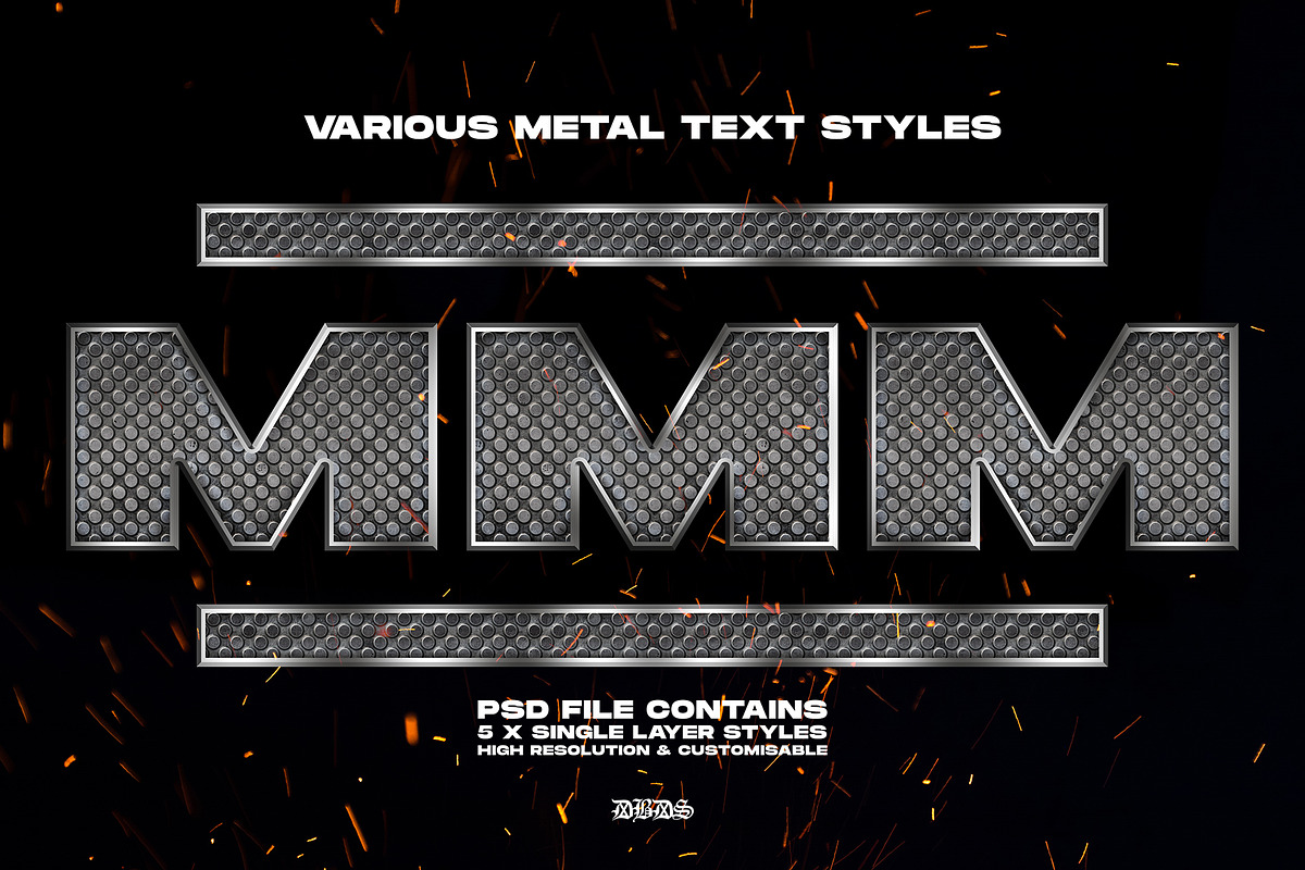 5x Metal Chrome Text Styles, a Layer Style Add-On by dbdslondon (Photo 1 of 10)