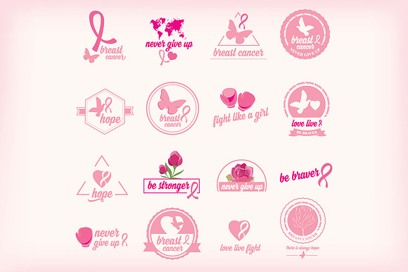 Breast Cancer Set Of Stickers