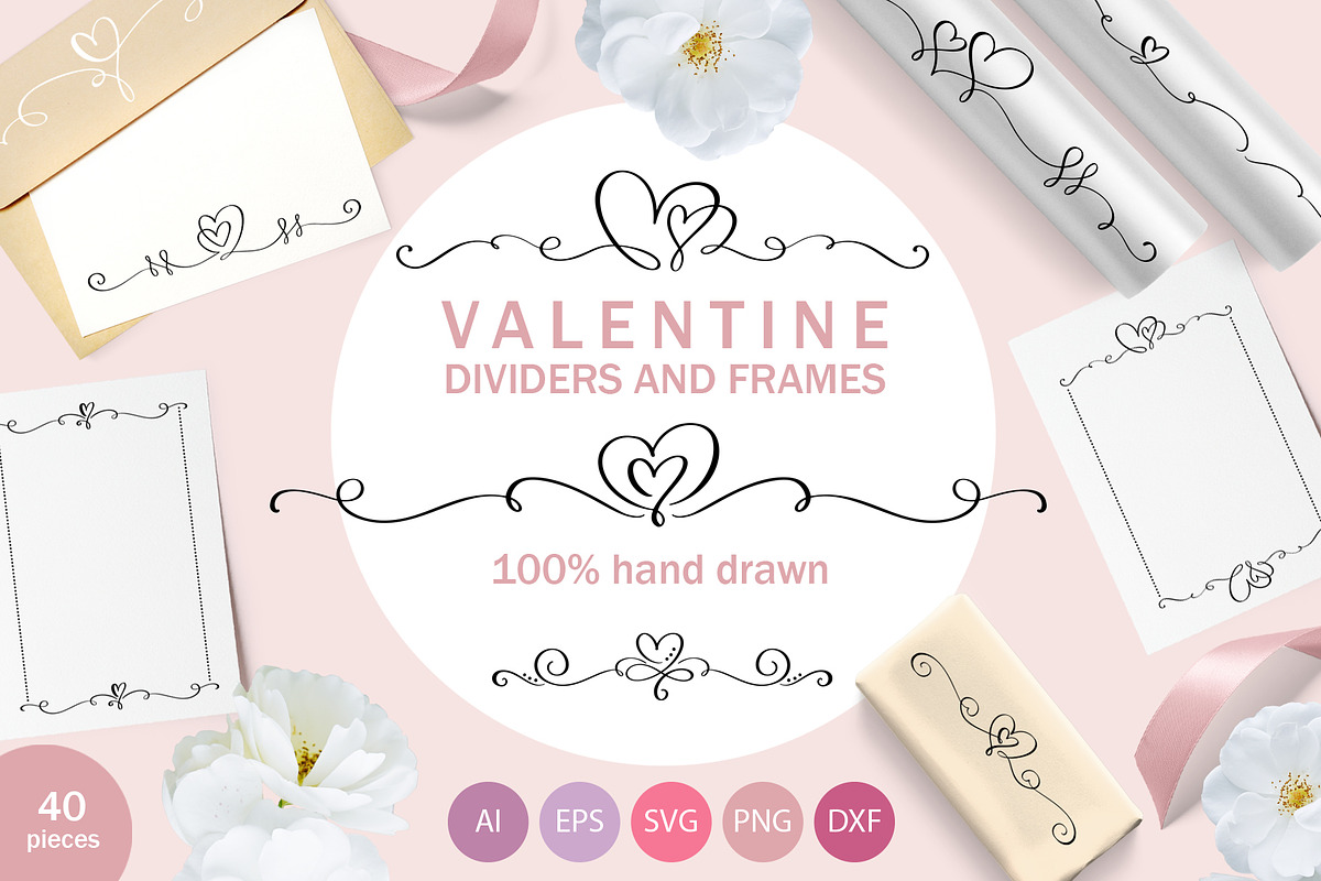 Valentine dividers and frames SVG, an Object Graphic by Happy Letters (Photo 1 of 5)