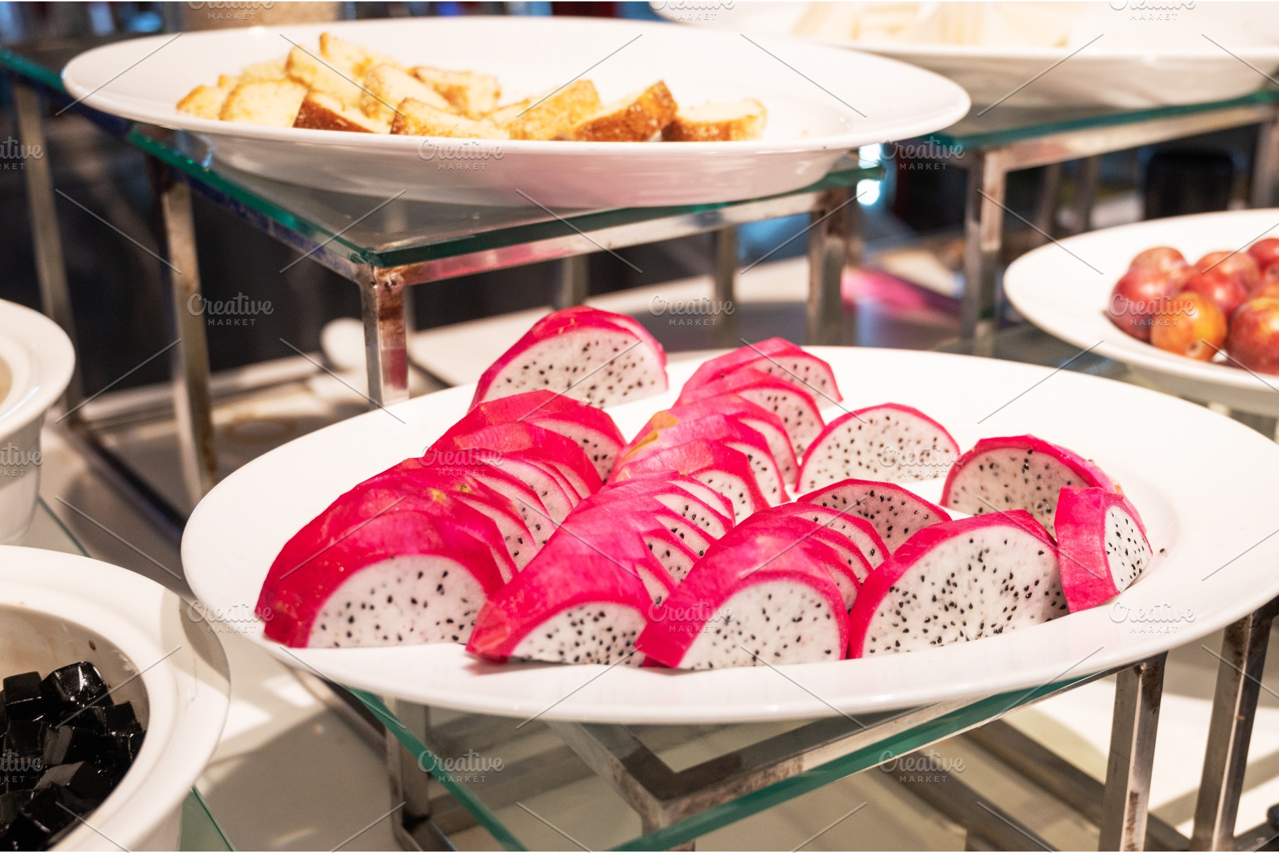 Sliced pink dragon fruit with white, a Food & Drink Photo by Jan Jack Russo Media
