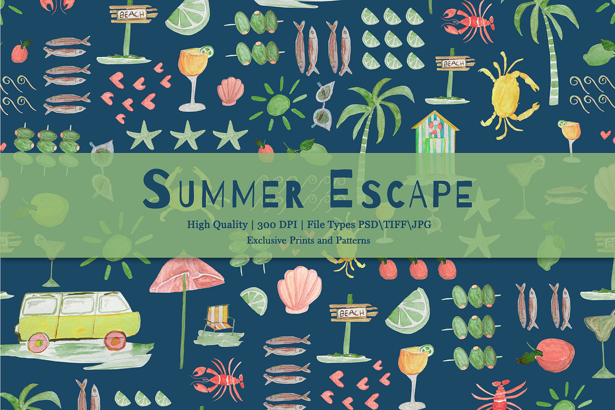 Summer Escape Prints & Patterns, a Pattern Graphic by GND ART STUDIO (Photo 1 of 8)