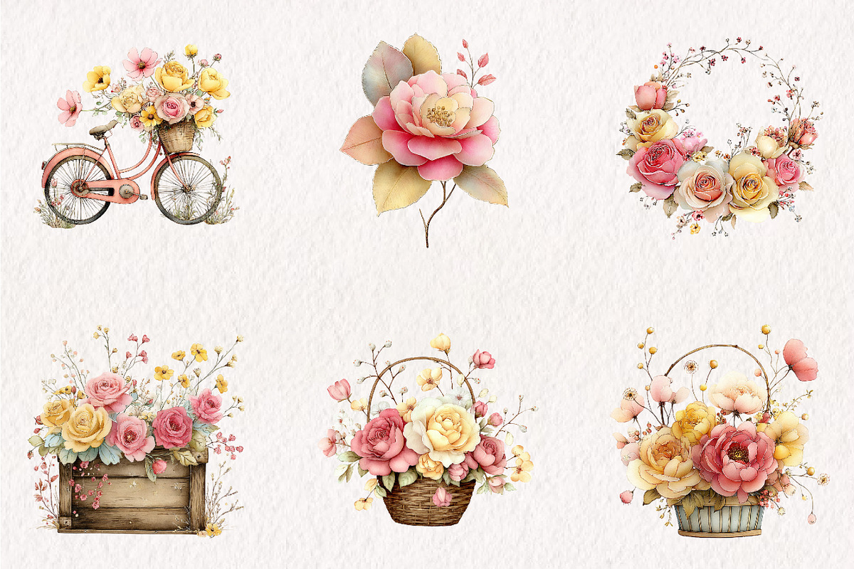 Whimsical Mother's Day Flowers Clipa, an Illustration by CreationArt (Photo 4 of 10)