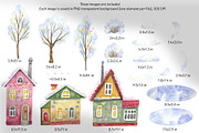 Snowmen Village Watercolor Clipart, an Illustration by Anna Druzhkova (Thumbnail 7 of 20)