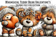Whimsical Bear Valentine's Clipart, an Illustration by Dream Creation (Thumbnail 1 of 6)