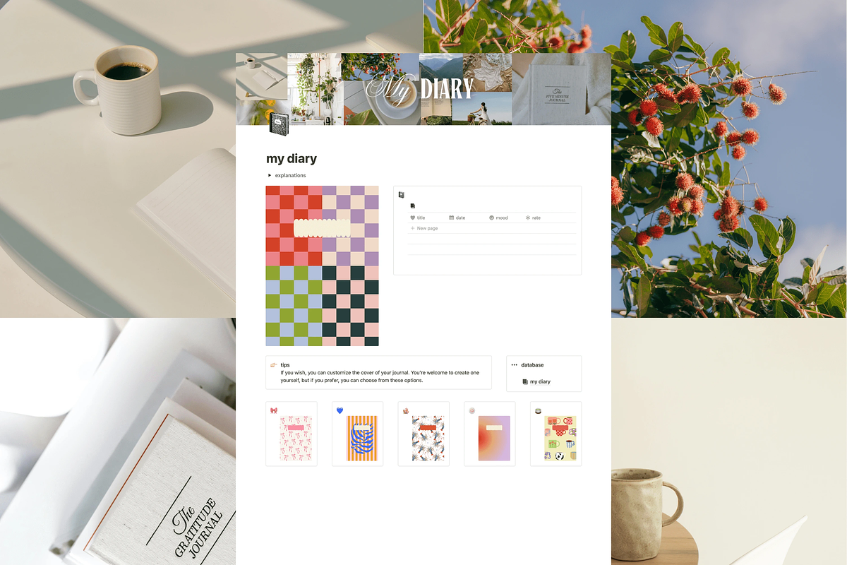 My diary - Notion template, an App Template by Iasan Design (Photo 1 of 13)