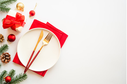 Christmas table setting with plate, a Holiday Photo by Nadia-nb