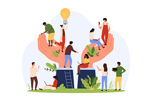 Support and care for benefits and, a Person Illustration by Flashvector