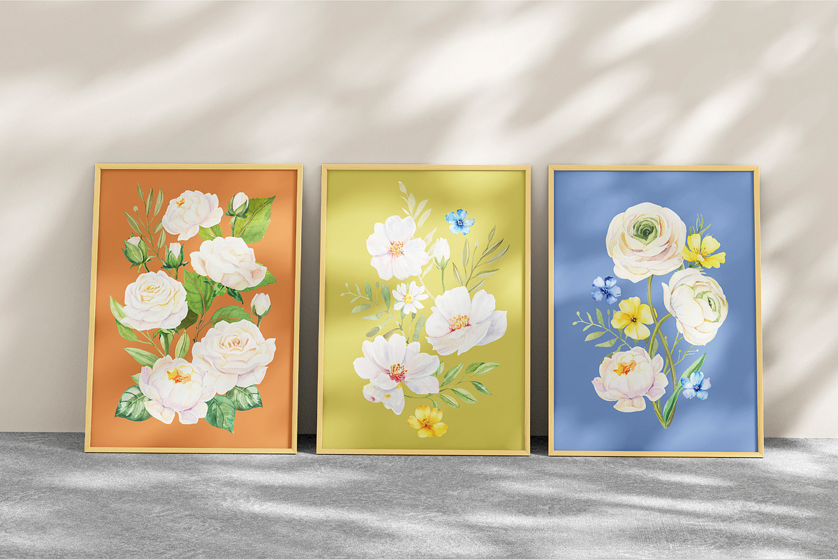 White Flowers watercolor collection, a Decorative Illustration by Volha Studio (Photo 5 of 9)
