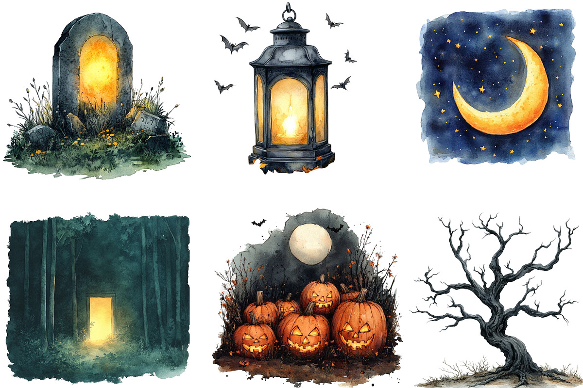 Halloween Night Clipart, a Work Illustration by cherrydesign (Photo 3 of 3)