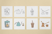 Coffee doodle illustrations set, an Icon by Gulnarart (Thumbnail 3 of 5)