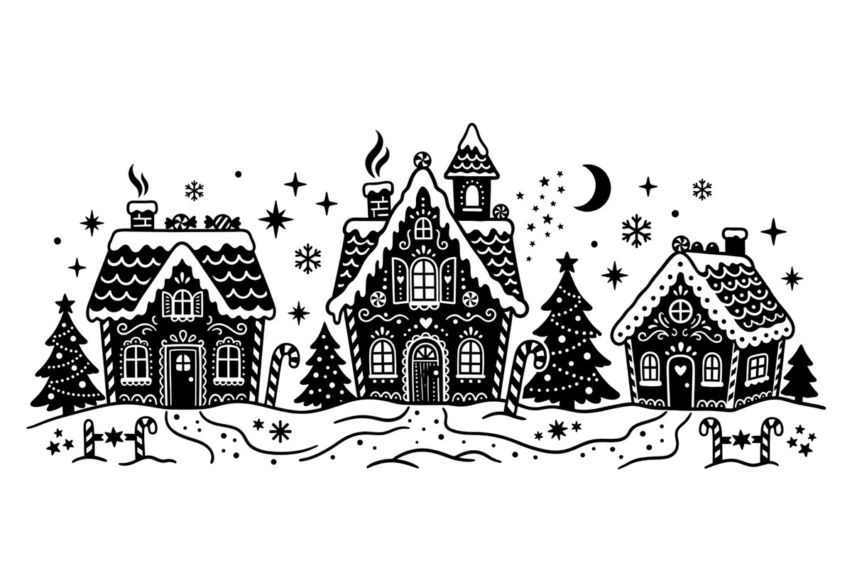 Gingerbread Winter Village Set, an Object Graphic by Creativeshirt (Photo 3 of 3)