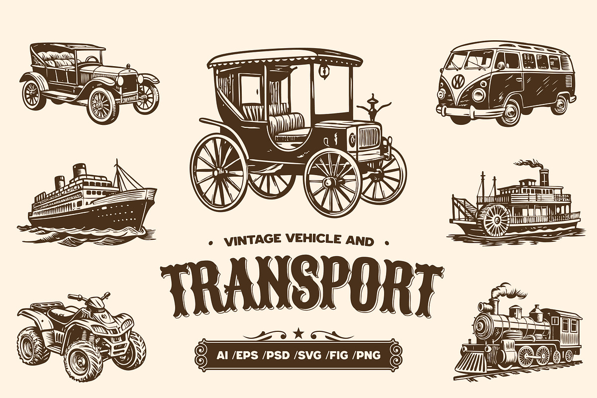 Vintage Transport and Vehicle Icon, a Transportation Illustration by Creative Stall (Photo 1 of 10)