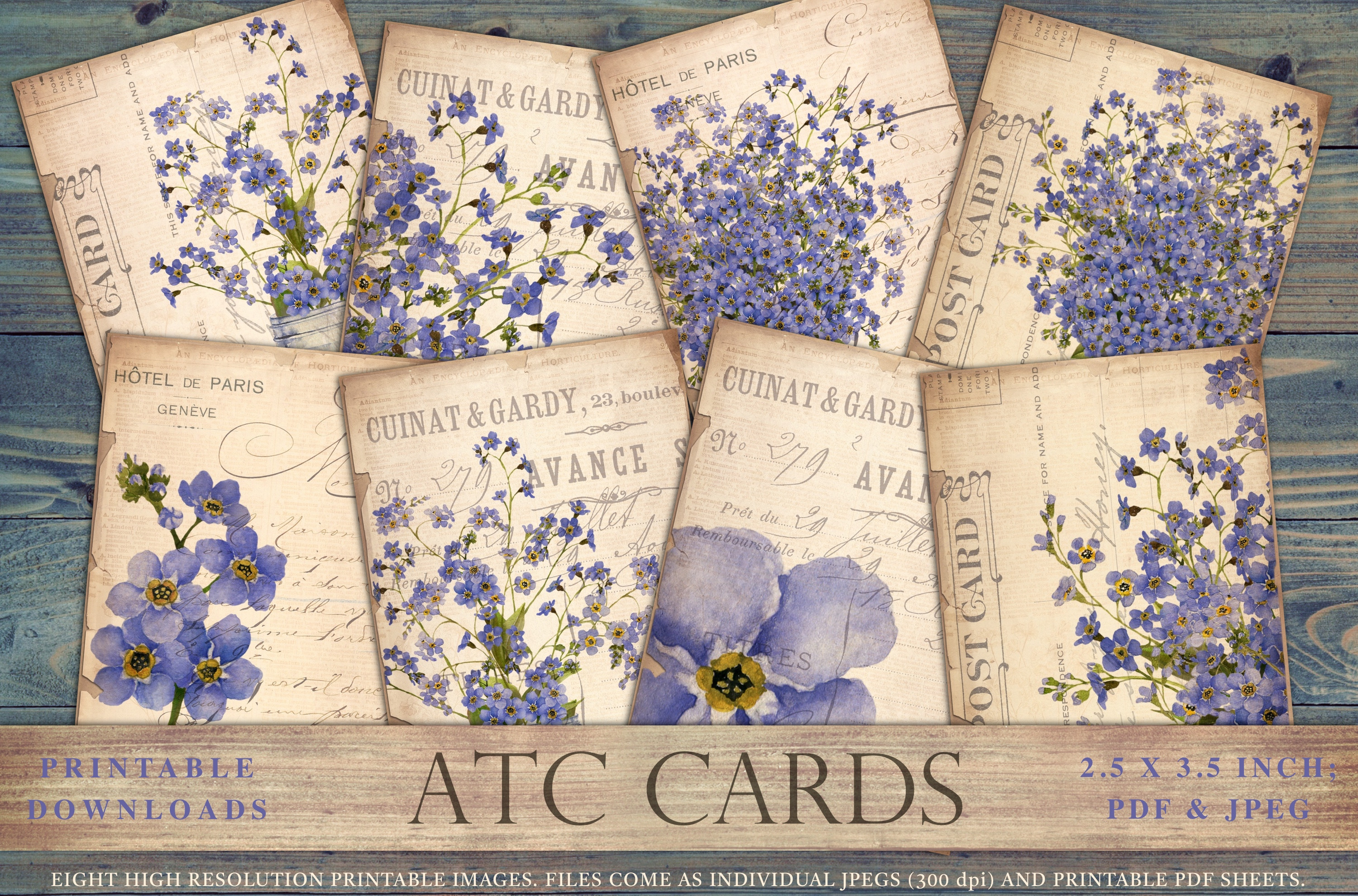 Floral Vintage Artist Trading Cards by Paper Farms | Creative Market