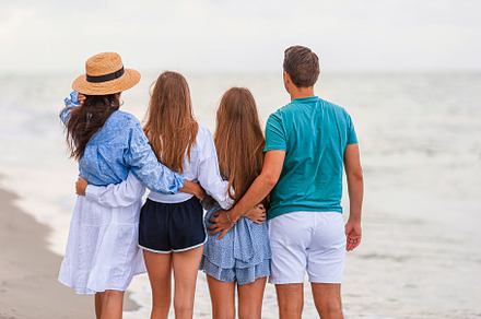 Young family on vacation have a lot of fun