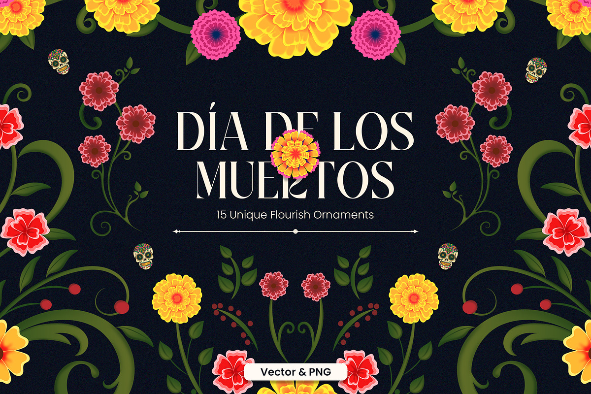 Día de los Muertos Flourish Ornament, a Seasonal Illustration by Invisual Studio (Photo 1 of 8)