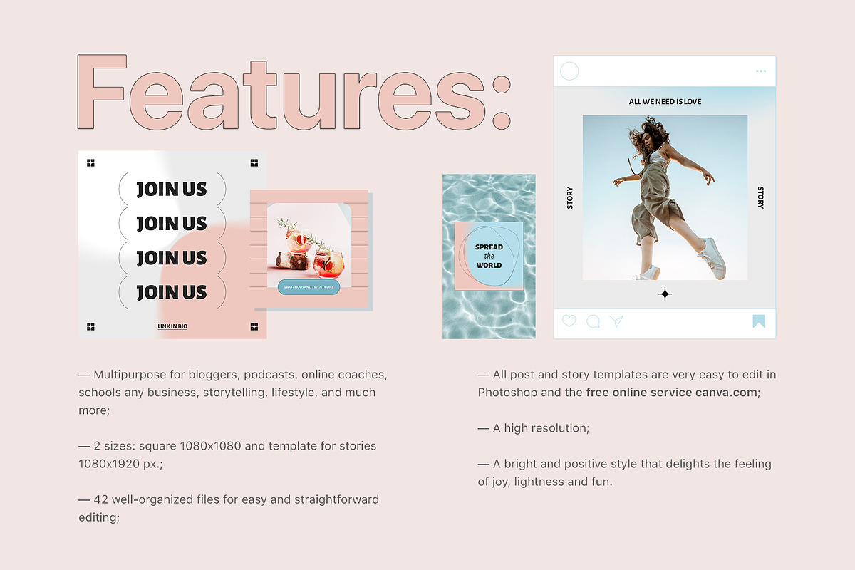 Instagram Templates | Canva & PS, a Social Media Template by BigWeek (Photo 7 of 9)