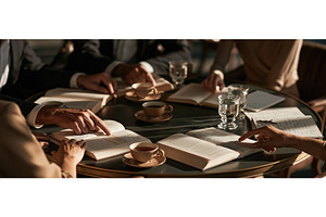 Elegant Book Club Discussion Around, a School & Education Photo by piter.goskov