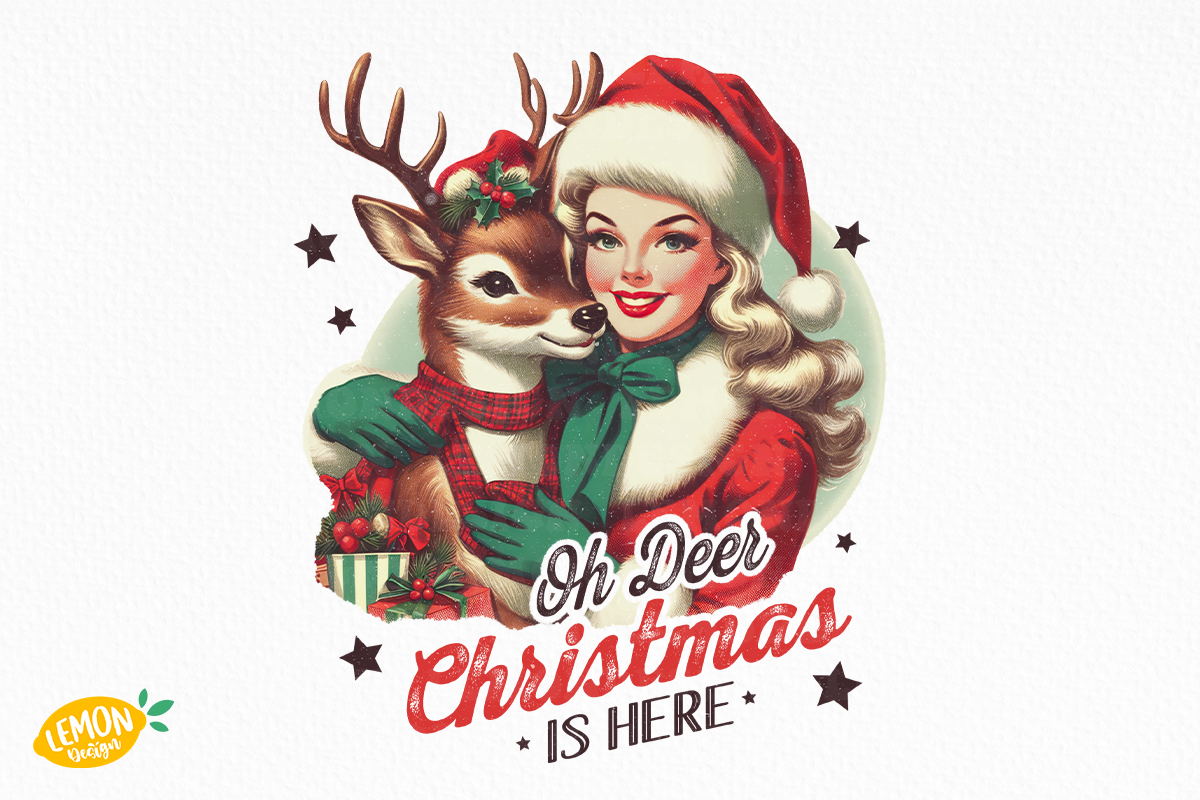 Retro Girl Christmas Sublimation, a Seasonal Illustration by LemonDesign (Photo 2 of 14)