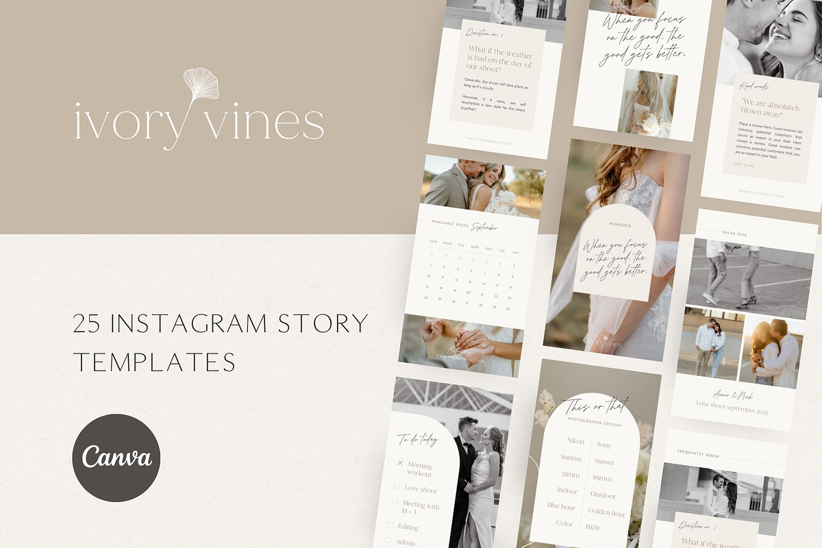 Neutral Instagram story templates, a Social Media Template by Wonderlik Webdesign (Photo 2 of 10)
