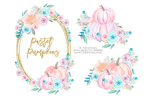 Autumn Pastel Pumpkins Clipart