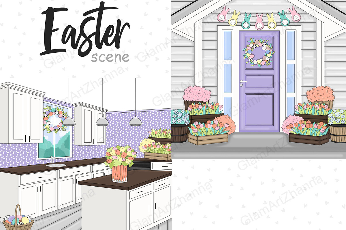 Easter Scene PNG: Kitchen/Porch, a Seasonal Illustration by GlamArtZhanna (Photo 3 of 3)