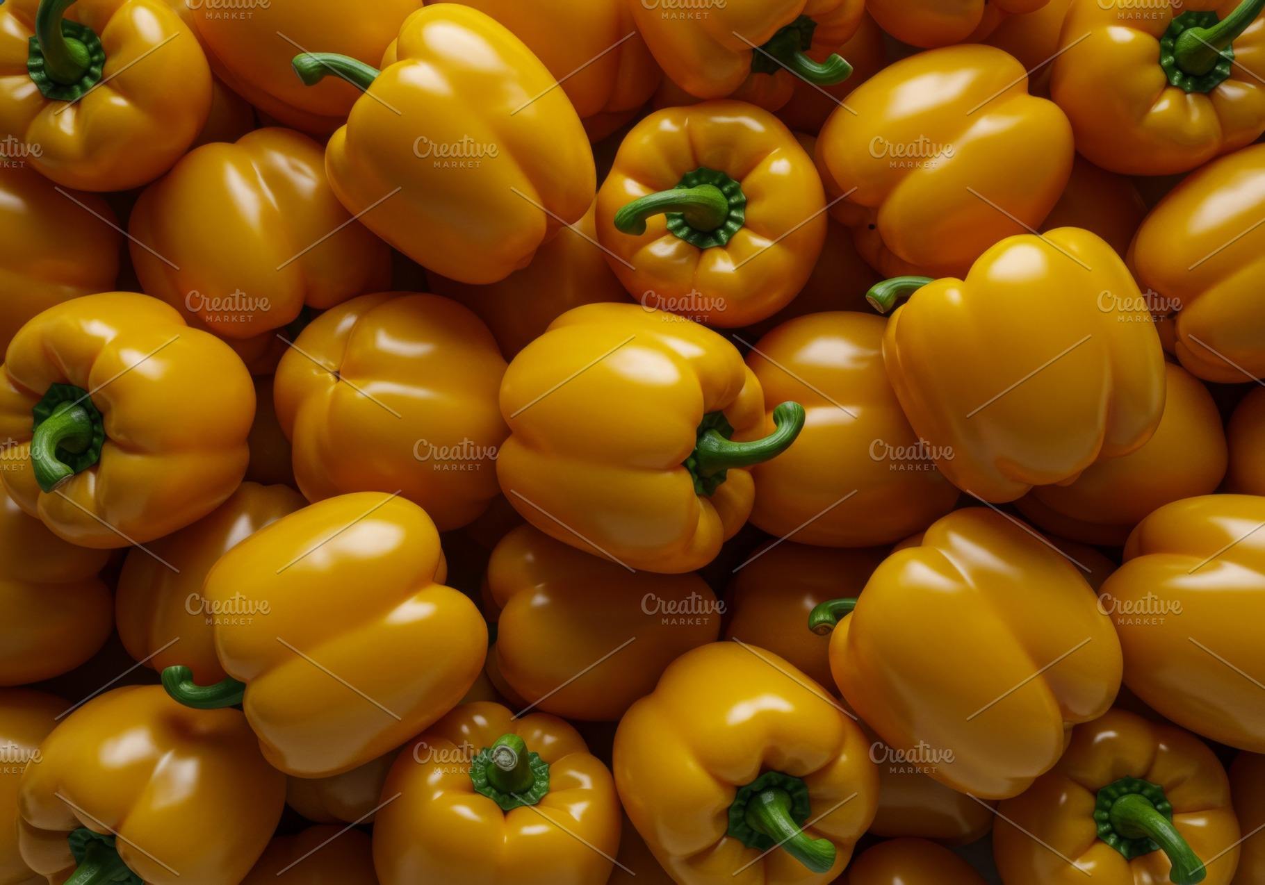 Fresh yellow bell peppers with green, a Food & Drink Photo by professorinc