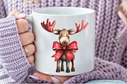 Kawaii Christmas Moose Clipart, an Illustration by Pixels.Craft (Thumbnail 6 of 7)