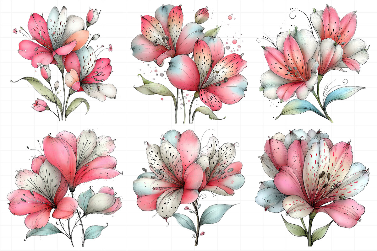 Spring Alstroemeria Flowers Clipart, an Illustration by Daily.Designs (Photo 3 of 8)