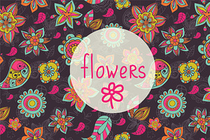 Vector doodle flowers patterns.