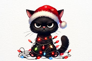 Cat Wrapped in Christmas Lights PNG, a Seasonal Illustration by Nicolle's Colorful Art (Thumbnail 4 of 4)